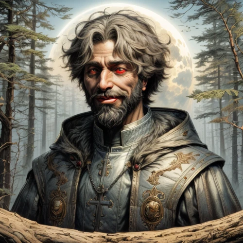 east-european shepherd,male elf,saint paul,the abbot of olib,dwarf sundheim,saint nicholias,fantasy portrait,saint coloman,the good shepherd,woodsman,archimandrite,father frost,twelve apostle,saint peter,friar,the wanderer,konstantin bow,melchior,pilgrim,moor