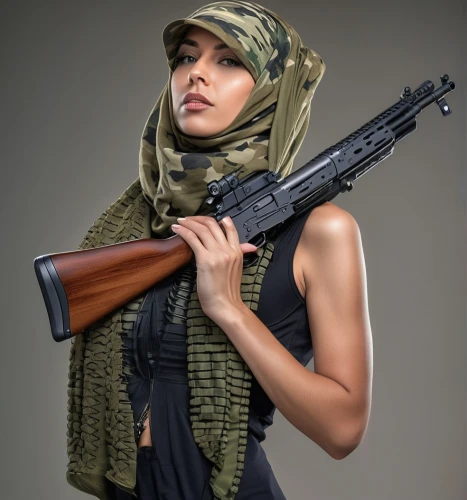 woman holding gun,muslim woman,hijaber,hijab,girl with gun,girl with a gun,islamic girl,terrorist,kalashnikov,burka,gun accessory,headscarf,muslima,vietnam veteran,muslim background,yemeni,burqa,airsoft gun,airsoft,rifle,Photography,General,Realistic