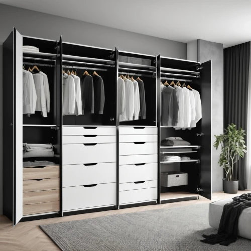 walk-in closet,wardrobe,closet,storage cabinet,armoire,dresser,room divider,women's closet,black and white pieces,shelving,search interior solutions,garment racks,modern room,modern style,lisaswardrobe,cabinetry,dark cabinetry,cupboard,drawers,chiffonier