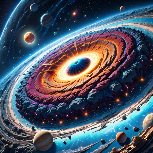 space art,planetary system,spiral galaxy,colorful spiral,saturnrings,copernican world system,spiral nebula,planets,solar system,universe,cosmic eye,astronomy,galaxy,astronomical,the solar system,spiral background,bar spiral galaxy,inner planets,the universe,galaxy collision,Anime,Anime,General