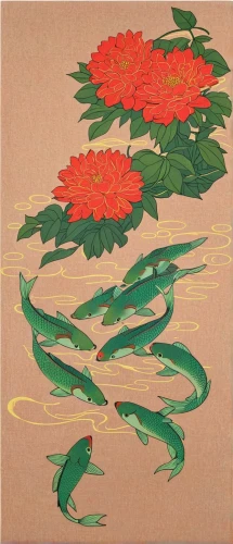 illustration of the flowers,ikebana,koi carp,lotus leaves,flowers png,koi fish,koi carps,chrysanthemum exhibition,flower painting,water lily plate,khokhloma painting,korean chrysanthemum,koi,chrysanths,lotus flowers,leaves flowers,koi pond,red petals,chrysanthemums,lotus plants,Illustration,Japanese style,Japanese Style 15