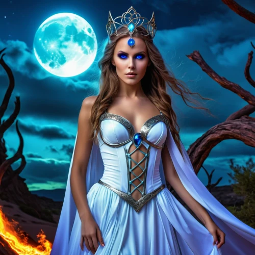 blue enchantress,fantasy picture,fantasy woman,celtic queen,queen of the night,blue moon rose,fantasy art,blue moon,fairy queen,celtic woman,sorceress,the enchantress,priestess,ice queen,lady of the night,the night of kupala,fantasy portrait,faerie,mazarine blue,fairy tale character,Photography,General,Realistic