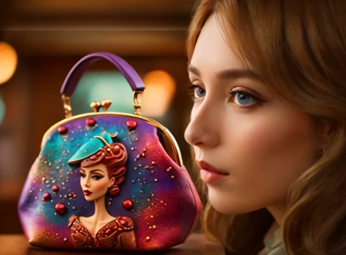 handbag,purse,valerian,purses,lily-rose melody depp,bag,gift bag,princess anna,fairy tale icons,artist doll,painter doll,a bag,3d fantasy,fairy tale character,coin purse,handbags,women's accessories,shoulder bag,kelly bag,stone day bag