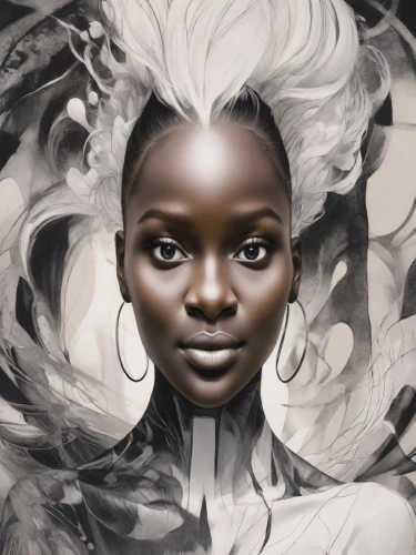 african woman,black woman,african american woman,black skin,fashion illustration,artificial hair integrations,fantasy portrait,white lady,nigeria woman,mystical portrait of a girl,black landscape,world digital painting,african art,blanche,head woman,sci fiction illustration,sprint woman,beautiful african american women,afro american,woman face