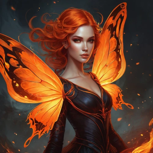 vanessa (butterfly),orange butterfly,fire angel,cupido (butterfly),fiery,passion butterfly,gatekeeper (butterfly),red butterfly,fantasy art,julia butterfly,butterfly background,faery,flame spirit,hesperia (butterfly),monarch,butterfly wings,faerie,flutter,butterfly,orange,Conceptual Art,Fantasy,Fantasy 17