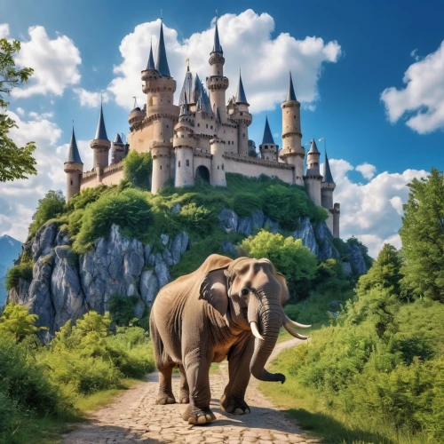 fairy tale castle,shanghai disney,disney castle,fairytale castle,walt disney world,cartoon elephants,cinderella's castle,disneyland park,sleeping beauty castle,pachyderm,disney world,fantasy world,children's fairy tale,the disneyland resort,fairy tale castle sigmaringen,3d fantasy,whimsical animals,fantasy picture,cinderella castle,disneyland paris,Photography,General,Realistic