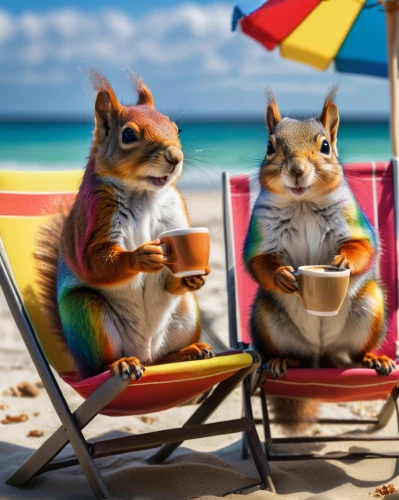 squirrels,relaxed squirrel,chilling squirrel,squirell,beach chairs,anthropomorphized animals,deckchairs,whimsical animals,chinese tree chipmunks,beach furniture,coconut drinks,beach goers,coffee break,deckchair,racked out squirrel,alfresco,deck chair,chipping squirrel,rodentia icons,nuts & seeds,Photography,General,Natural