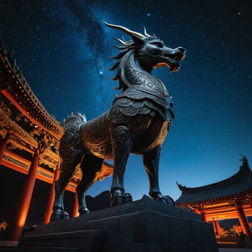 inner mongolia,nara park,chinese horoscope,horoscope taurus,japan's three great night views,capitoline wolf,senso-ji,the zodiac sign taurus,forbidden palace,taurus,xi'an,gwanghwamun,gyeongbok palace,shaanxi province,constellation unicorn,beijing,equestrian statue,tribal bull,chinese art,night photography,Photography,General,Fantasy