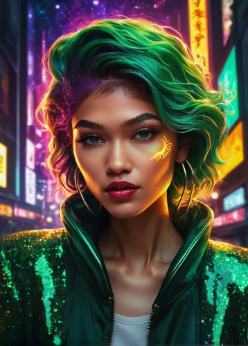 cyberpunk,world digital painting,portrait background,80s,cg artwork,digital painting,spotify icon,green aurora,transistor,fantasy portrait,android inspired,birds of prey-night,digital art,colorful background,sci fiction illustration,aurora,disco,emerald,zodiac sign libra,libra,Conceptual Art,Fantasy,Fantasy 21