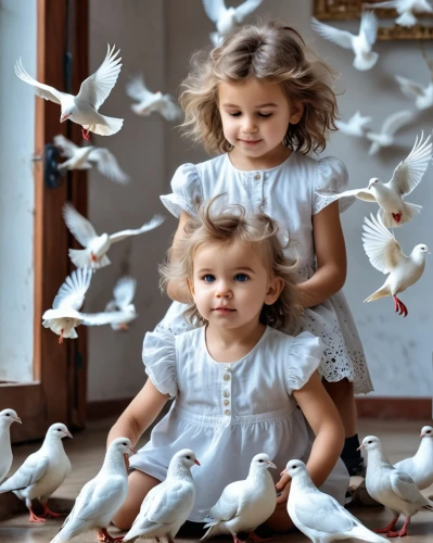 doves of peace,doves,pigeons and doves,doves and pigeons,little angels,child feeding pigeons,white pigeons,dove of peace,birds with heart,little birds,baby swans,young swans,cygnets,a flock of pigeons,porcelain dolls,silver gulls,pigeons,domestic pigeons,young birds,gulls