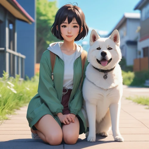 akita inu,laika,akita,girl with dog,shiba,companion dog,shiba inu,piko,kishu,boy and dog,mako,outdoor dog,honmei choco,east siberian laika,two dogs,anime japanese clothing,studio ghibli,canine,dog look,nori,Conceptual Art,Daily,Daily 07