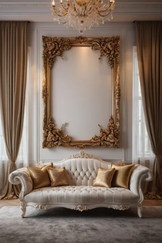 ornate room,gold stucco frame,luxurious,bridal suite,luxury,luxury home interior,interior decoration,interior decor,great room,chaise lounge,art deco frame,window treatment,art nouveau frames,interior design,decorative frame,decor,neoclassical,rococo,luxury property,wall decoration,Photography,General,Fantasy