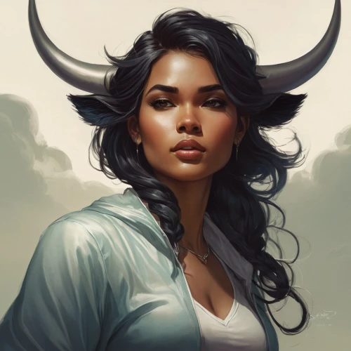 taurus,the zodiac sign taurus,fantasy portrait,capricorn,horoscope taurus,zodiac sign libra,horned,devil,oryx,horns,heroic fantasy,zodiac sign gemini,minotaur,ox,bull,zodiac sign,mystical portrait of a girl,mulan,fantasy woman,huntress,Conceptual Art,Fantasy,Fantasy 17