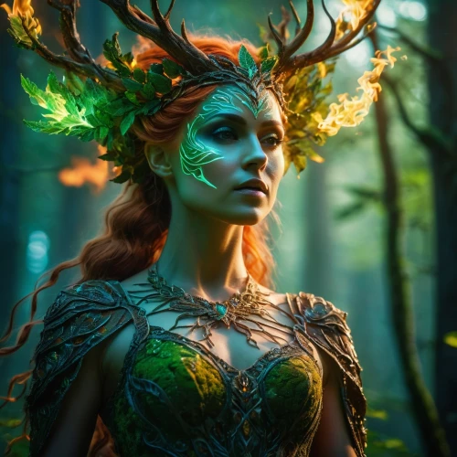 dryad,faerie,the enchantress,fae,faery,fantasy art,fantasy woman,fantasy portrait,wood elf,fantasy picture,fairy queen,druid,poison ivy,celtic queen,elven,elven forest,faun,tree crown,mother nature,forest dragon,Photography,General,Fantasy