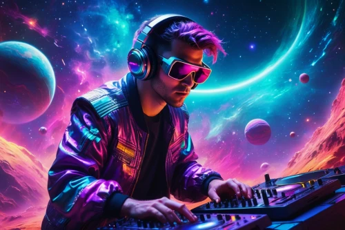 dj,80s,electric piano,spaceman,synthesizer,violinist violinist of the moon,musician,electronic music,space art,astral traveler,cyberpunk,synthesizers,astronomer,music background,cosmic,astronomical,star-lord peter jason quill,composer,nebula,galaxy,Conceptual Art,Sci-Fi,Sci-Fi 27