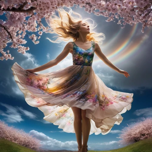 spring background,springtime background,spring equinox,spring awakening,photo manipulation,gracefulness,little girl in wind,photoshop manipulation,spring blossom,flower fairy,spring leaf background,colors of spring,fairies aloft,girl in flowers,springtime,spring,fantasy picture,twirl,spring bloom,image manipulation,Photography,Artistic Photography,Artistic Photography 06