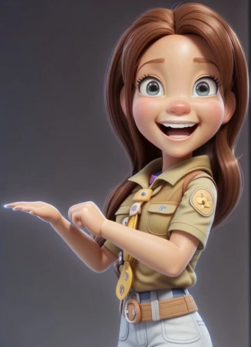 cgi,cute cartoon character,agnes,disney character,she,cg,up,3d model,a girl's smile,3d figure,scout,ammo,her,lori,banjo bolt,mini e,tiana,cinnamon girl,barb,penny