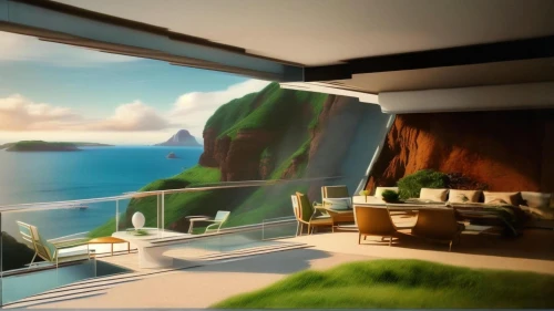 futuristic landscape,virtual landscape,cartoon video game background,backgrounds,sky apartment,cliffs ocean,penthouse apartment,dunes house,concept art,an island far away landscape,beautiful home,ocean view,3d background,home landscape,panoramical,overlook,cliffs,the cliffs,sky space concept,inverted cottage