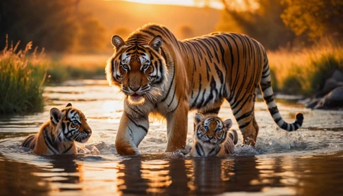 tigers,young tiger,family outing,wildlife,big cats,mother and children,tiger cub,the mother and children,asian tiger,bengal,bengal tiger,animal photography,harmonious family,wild animals,horsetail family,animal world,wild animals crossing,sumatran tiger,tiger,mother with children,Photography,General,Cinematic