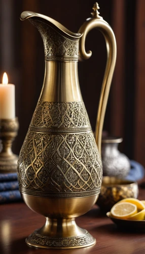 arabic coffee,moroccan pattern,fragrance teapot,turkish coffee,samovar,oil lamp,tea service,islamic lamps,persian norooz,bahraini gold,tea candle,gold chalice,golden candlestick,tea set,tealight,jasmine tea,medieval hourglass,zoroastrian novruz,amphora,asian teapot,Photography,General,Realistic