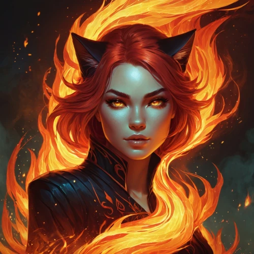 firestar,fiery,fire siren,flame spirit,fire angel,fire eyes,fire devil,fire background,flame of fire,burning hair,firethorn,fire artist,fire heart,afire,fantasy portrait,fire horse,fire master,fire lily,fire dancer,dancing flames,Conceptual Art,Fantasy,Fantasy 17