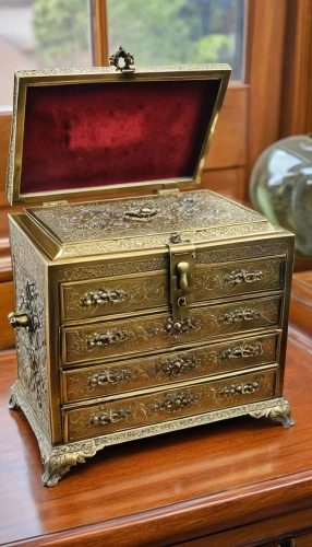 treasure chest,attache case,card box,lyre box,music chest,photograph album,music box,pen box,a drawer,wooden box,steamer trunk,drawer,tea box,toolbox,tackle box,chest of drawers,display case,index card box,musical box,compartments,Photography,General,Realistic