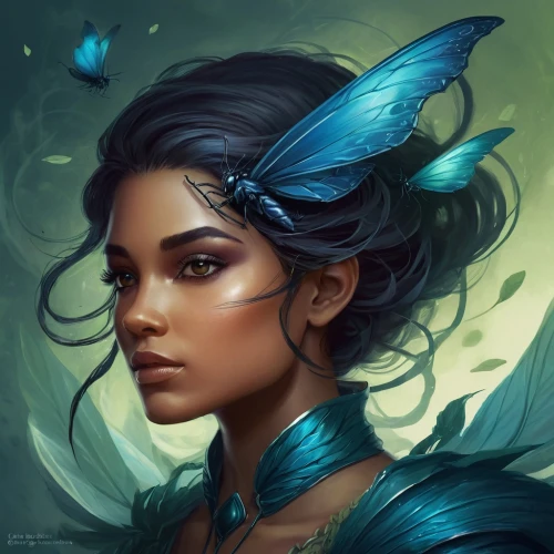 fantasy portrait,faerie,faery,fairy peacock,vanessa (butterfly),ulysses butterfly,blue butterflies,blue enchantress,fairy queen,dryad,rosa 'the fairy,fantasy art,fae,blue butterfly,mystical portrait of a girl,blue morpho,fairy,rosa ' the fairy,flower fairy,elven flower,Conceptual Art,Fantasy,Fantasy 17