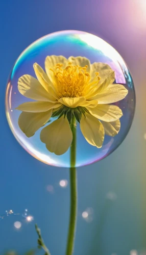 crystal ball-photography,lensball,soap bubble,flower background,dandelion flower,flower of water-lily,dandelion background,water flower,soap bubbles,yellow petal,dandelion flying,plastic flower,dewdrop,flower water,mirror in a drop,glass ball,inflates soap bubbles,glass sphere,mirror in the meadow,glass vase,Photography,General,Realistic