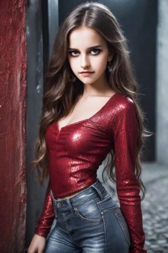 velvet elke,red,vampire woman,velvet,beautiful young woman,veronica,scarlet witch,teen,pretty young woman,girl in red dress,red coat,dark red,jeans background,young woman,red russian,madeleine,red skirt,red hot polka,social,isabella,Photography,Realistic