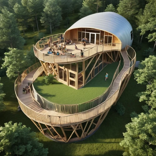 eco hotel,tree house hotel,eco-construction,musical dome,round house,treehouse,tree house,3d rendering,golf resort,hahnenfu greenhouse,wooden construction,golf hotel,timber house,archidaily,sky space concept,wood doghouse,round hut,outdoor structure,dunes house,ski facility,Photography,General,Realistic