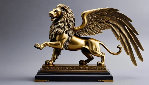 golden unicorn,pegaso iberia,pegasus,griffon bruxellois,lion capital,bronze sculpture,imperial eagle,gryphon,bronze figure,eros statue,equestrian statue,type royal tiger,pickelhaube,heraldic animal,griffin,statuette,lion fountain,sphinx pinastri,bronze horseman,automobile hood ornament,Photography,General,Realistic