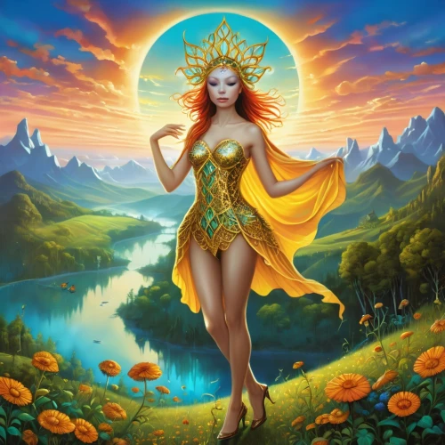 fantasy picture,fantasy art,fantasy woman,solar plexus chakra,sorceress,zodiac sign libra,goddess of justice,the enchantress,faerie,fantasy portrait,the zodiac sign pisces,fantasia,fairy queen,spring equinox,virgo,aphrodite,celtic queen,priestess,yellow crown amazon,golden apple,Photography,General,Realistic