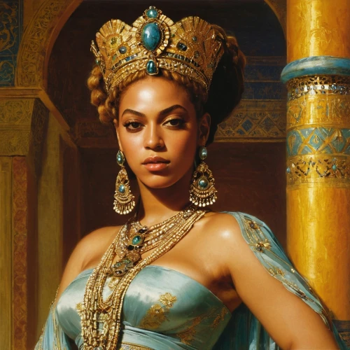 cleopatra,jaya,queen,african american woman,royalty,fantasy portrait,queen crown,ancient egyptian girl,egyptian,priestess,nile,orientalism,pharaoh,a woman,beautiful african american women,queen s,golden crown,african woman,pharaonic,gold crown,Art,Classical Oil Painting,Classical Oil Painting 42