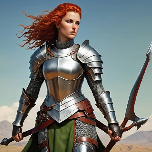 female warrior,swordswoman,joan of arc,warrior woman,massively multiplayer online role-playing game,heroic fantasy,strong woman,celtic queen,strong women,paladin,sterntaler,wind warrior,fantasy warrior,fantasy woman,breastplate,cullen skink,catarina,huntress,heavy armour,sprint woman,Conceptual Art,Fantasy,Fantasy 06