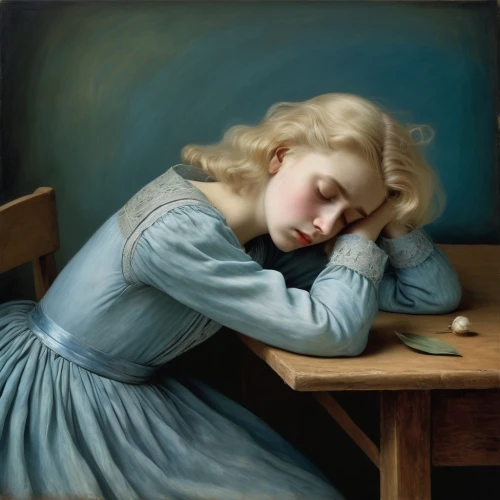 the sleeping rose,portrait of a girl,blue pillow,sleeping rose,girl studying,sleeping apple,sleeping,tiredness,holly blue,sleeping beauty,depressed woman,bouguereau,asleep,weary,emile vernon,closed eyes,la violetta,child portrait,girl in a long,relaxed young girl,Illustration,Abstract Fantasy,Abstract Fantasy 16