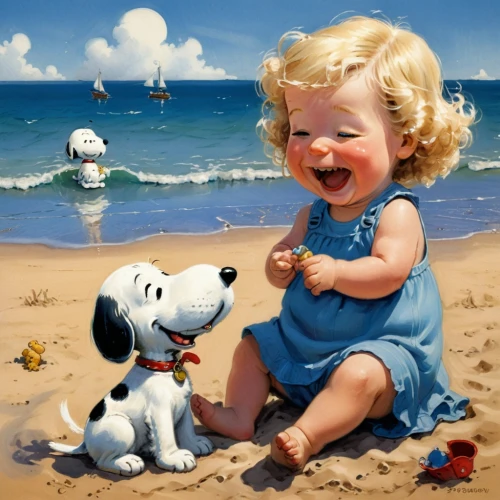 boy and dog,playing puppies,children's background,snoopy,girl with dog,dog playing,oil painting,playing in the sand,baby laughing,playing dogs,jack russel,oil painting on canvas,beach background,bichon,jack russell,puppy pet,cute cartoon image,little boy and girl,nautical children,children play,Conceptual Art,Fantasy,Fantasy 04