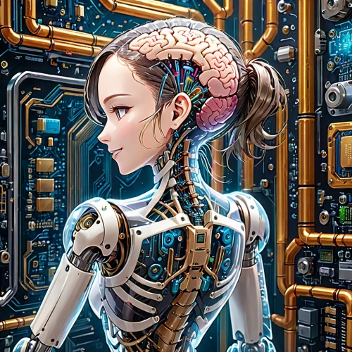 cyborg,cybernetics,sci fiction illustration,ai,cyber,biomechanical,mechanical,artificial intelligence,scifi,cyberpunk,girl at the computer,circuitry,receptor,circuit board,cyberspace,augmented,fractal design,robotic,computer art,artificial,Anime,Anime,General