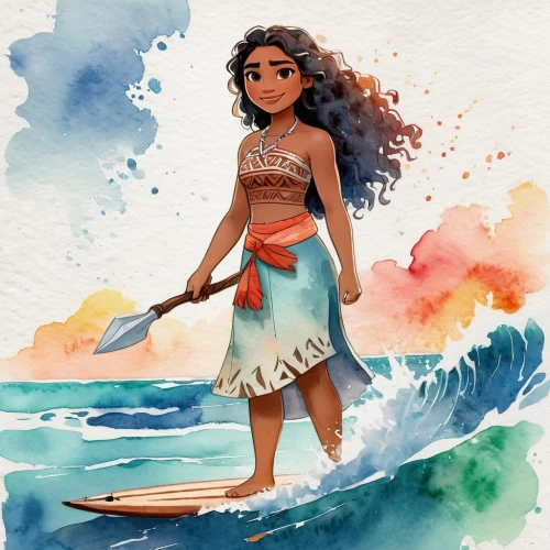 moana,polynesian girl,hula,the sea maid,polynesian,luau,aloha,pocahontas,tiana,maui,surfboard,kalua,surfing,surfer,honolulu,girl on the boat,surf,blue hawaii,surfer hair,indian ocean,Illustration,Paper based,Paper Based 25