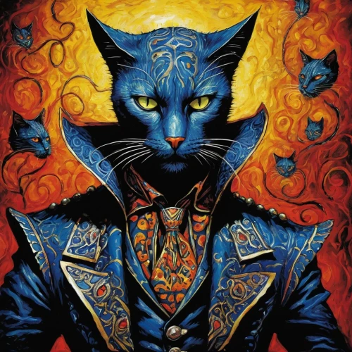 peterbald,cat on a blue background,the cat,cat,feline,sphynx,devil,animal feline,katz,blue demon,black cat,cats,pagan,napoleon cat,panther,indigo,cat portrait,ojos azules,mozartkugel,red cat,Illustration,Realistic Fantasy,Realistic Fantasy 33