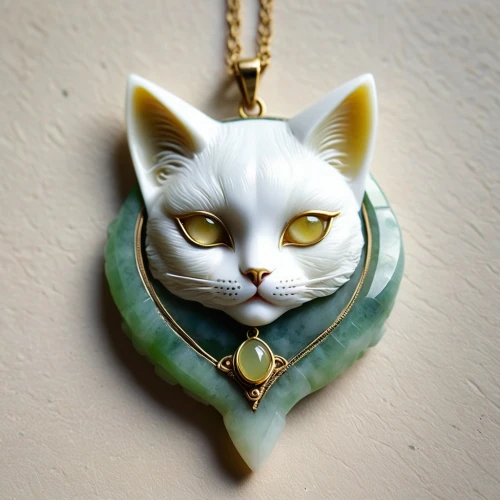 enamelled,amulet,pendant,vintage ornament,house jewelry,gift of jewelry,christmas ornament,lucky cat,christmas tree ornament,malachite,holiday ornament,necklace,grave jewelry,white cat,glass ornament,art deco ornament,glass yard ornament,locket,mod ornaments,feline,Illustration,Realistic Fantasy,Realistic Fantasy 15