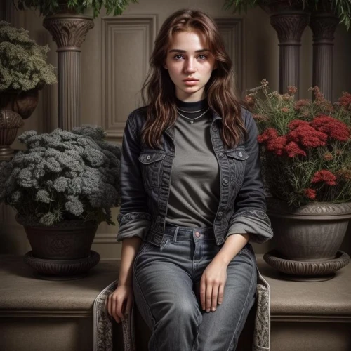 bunches of rowan,katniss,sitting on a chair,woman sitting,girl sitting,portrait of a girl,thrones,clove,jena,vanity fair,female hollywood actress,solo,joan of arc,woman in menswear,young woman,menswear for women,rowan,portrait background,queen cage,bran