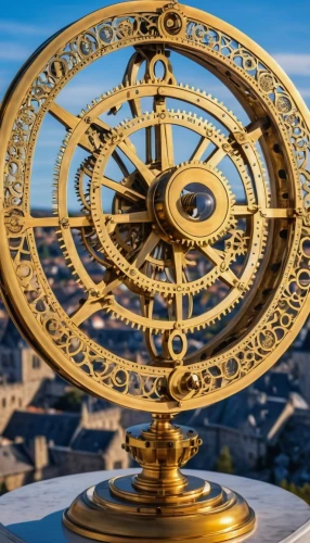 astronomical clock,sun dial,sundial,sand clock,magnetic compass,clockmaker,armillary sphere,mobile sundial,orrery,tower clock,bearing compass,wind finder,world clock,ship's wheel,gyroscope,time spiral,scientific instrument,compass direction,steampunk gears,copernican world system,Photography,General,Realistic