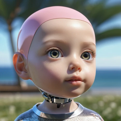 soft robot,b3d,the beach pearl,doll's facial features,3d model,3d rendered,female doll,ai,minibot,3d render,child girl,cinema 4d,humanoid,doll's head,agnes,character animation,cyborg,child portrait,cute cartoon character,geometric ai file,Photography,General,Realistic