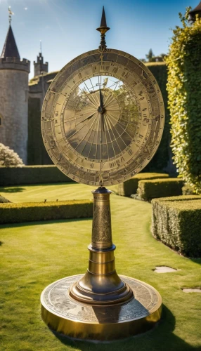 sundial,sun dial,mobile sundial,armillary sphere,voyager golden record,cymbal,puy du fou,golden candlestick,tuileries garden,orrery,royal castle of amboise,cymbals,longitude,astronomical clock,garden sculpture,fountain lawn,solar dish,maximilian fountain,decorative fountains,medieval hourglass,Photography,General,Realistic