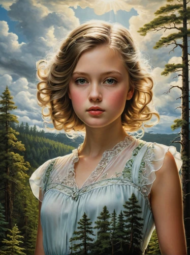 mystical portrait of a girl,girl with tree,portrait of a girl,fantasy portrait,jessamine,portrait background,world digital painting,eglantine,girl portrait,child portrait,art painting,romantic portrait,oil painting on canvas,young woman,fantasy art,girl in a long,little girl in wind,oil painting,lilian gish - female,photo painting,Illustration,Realistic Fantasy,Realistic Fantasy 22