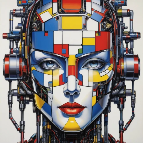 mondrian,mechanical puzzle,biomechanical,rubiks,cybernetics,artificial intelligence,rubiks cube,cool pop art,cyborg,robotic,head woman,rubik,rubik's cube,ernő rubik,rubik cube,automated,ai,robots,popart,robotics,Illustration,Japanese style,Japanese Style 20