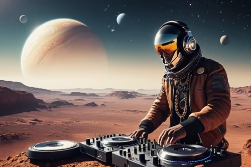 mission to mars,dj,astronaut,red planet,electronic music,astronautics,planet mars,extraterrestrial life,disk jockey,martian,spacecraft,disc jockey,space voyage,space art,voyager golden record,spacesuit,science fiction,spacefill,music player,astronomical,Photography,General,Realistic