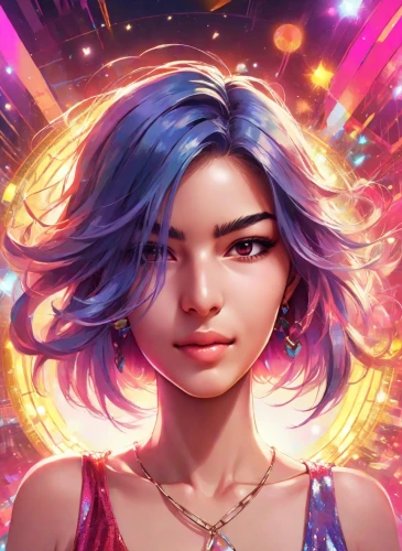 rosa ' amber cover,fantasy portrait,portrait background,cg artwork,pixie-bob,world digital painting,colorful background,zodiac sign libra,custom portrait,disco,vanessa (butterfly),fairy galaxy,libra,fantasia,show off aurora,game illustration,edit icon,life stage icon,aura,the festival of colors,Digital Art,Anime