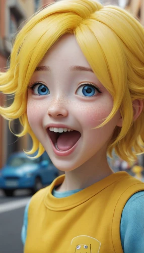cute cartoon character,b3d,anime 3d,elsa,cgi,3d rendered,nanas,a girl's smile,pinocchio,3d model,children's eyes,3d render,character animation,child crying,bonbon,aurora yellow,agnes,little yellow,animated cartoon,gouda,Illustration,Abstract Fantasy,Abstract Fantasy 06