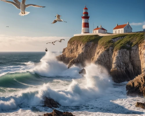 electric lighthouse,lighthouse,petit minou lighthouse,bretagne,pigeon point,rubjerg knude lighthouse,light house,rocky coast,red lighthouse,coastal landscape,atlantic,coastal protection,seascape,point lighthouse torch,azenhas do mar,breton,light station,north atlantic,coastal and oceanic landforms,normandie region,Photography,General,Realistic